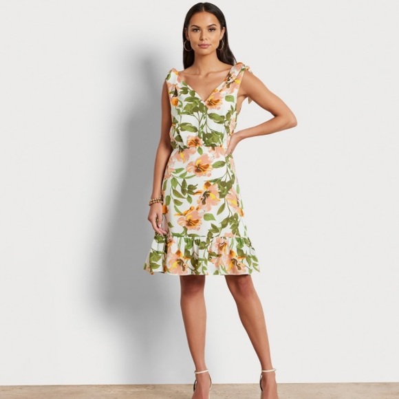 NWT Sam Edelman Floral Mini Dress in peach multi - Picture 3 of 10